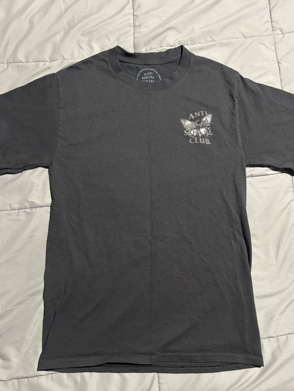 Anti Social Social Club Black Tee with Butterfly Chest Graphic